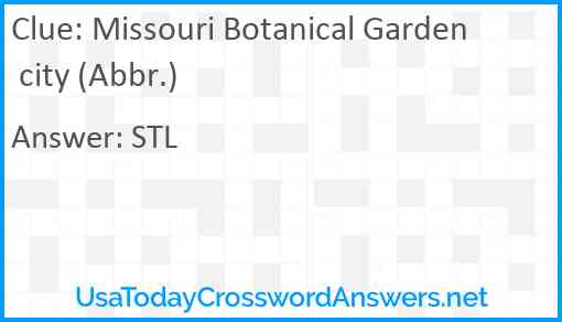 Missouri Botanical Garden city (Abbr.) Answer