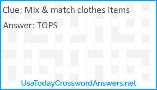 Mix & match clothes items Answer