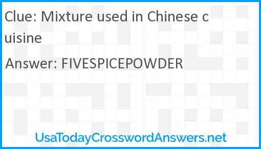 Mixture used in Chinese cuisine Answer