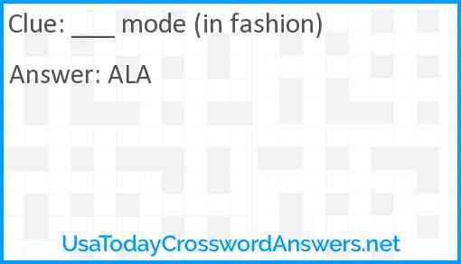 ___ mode (in fashion) Answer