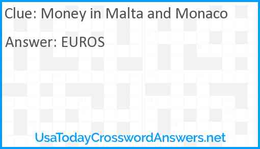 Money in Malta and Monaco Answer