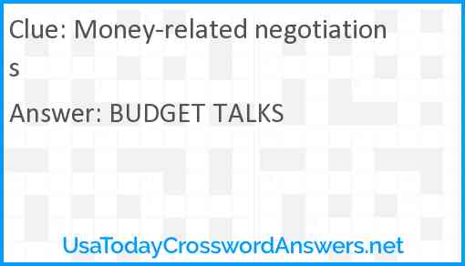 Money-related negotiations Answer