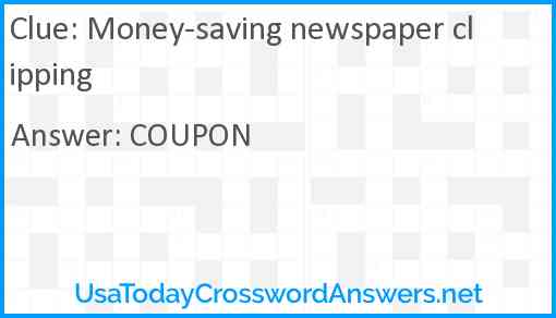 Money-saving newspaper clipping Answer