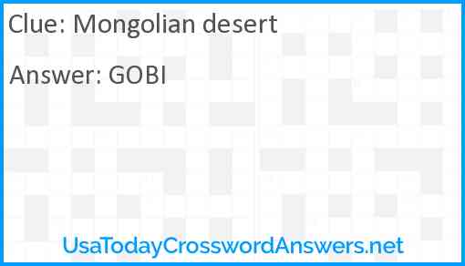 Mongolian desert Answer
