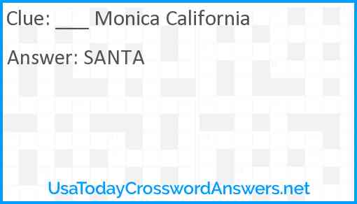 ___ Monica California Answer