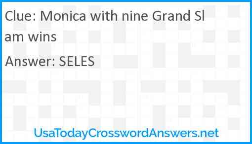 Monica with nine Grand Slam wins Answer