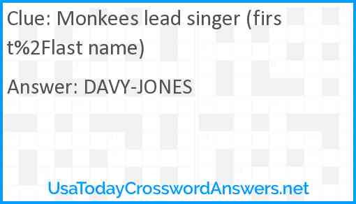 Monkees lead singer (first%2Flast name) Answer