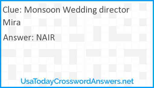 Monsoon Wedding director Mira Answer