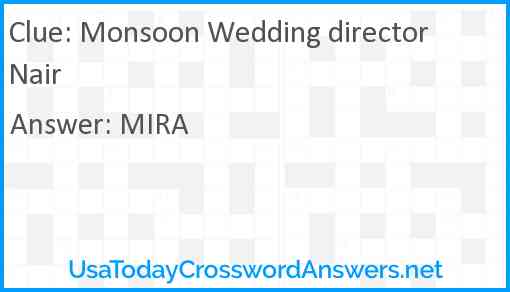 Monsoon Wedding director Nair Answer