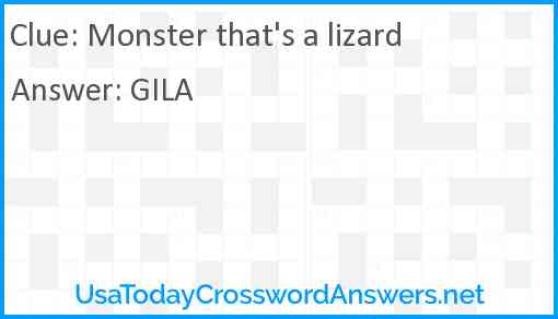 Monster that's a lizard Answer