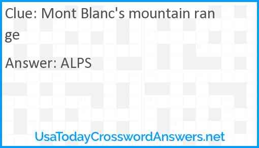 Mont Blanc's mountain range Answer