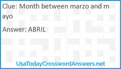 Month between marzo and mayo Answer