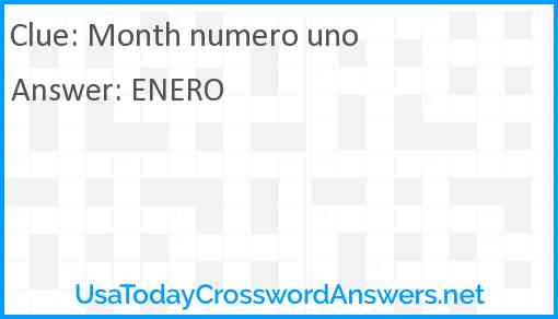 Month numero uno Answer