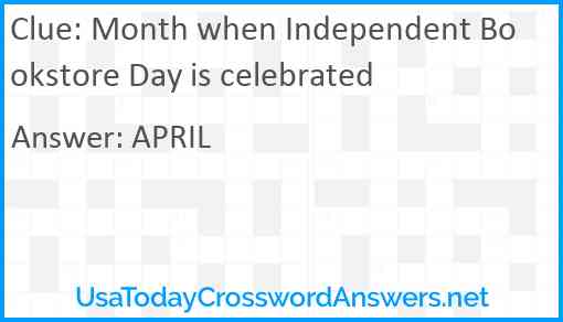 Month when Independent Bookstore Day is celebrated Answer