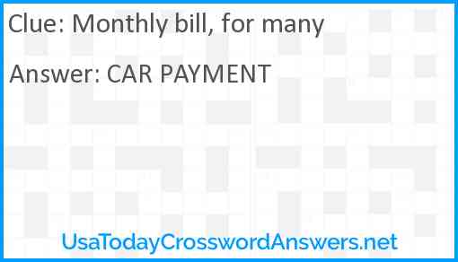 Monthly bill, for many Answer