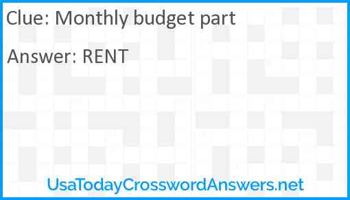Monthly budget part Answer