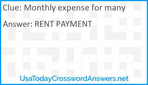 Monthly expense for many Answer