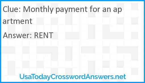 Monthly payment for an apartment Answer