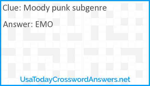 Moody punk subgenre Answer