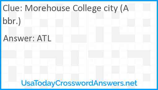 Morehouse College city (Abbr.) Answer