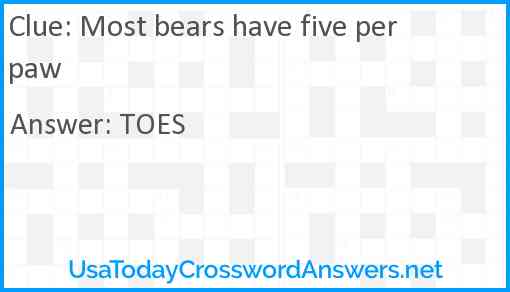 Most bears have five per paw Answer