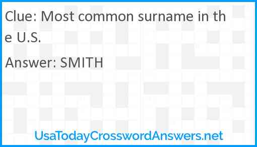 Most common surname in the U.S. Answer
