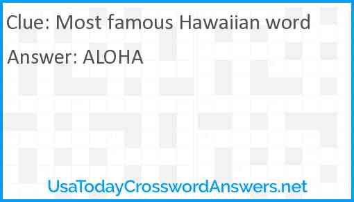 Most famous Hawaiian word Answer