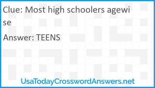 Most high schoolers agewise Answer