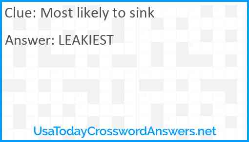 Most likely to sink Answer