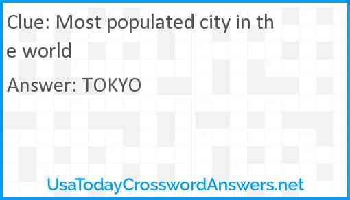 Most populated city in the world Answer