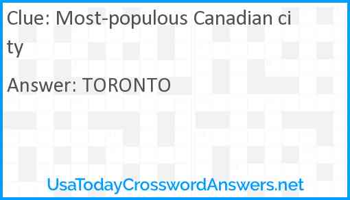 Most-populous Canadian city Answer