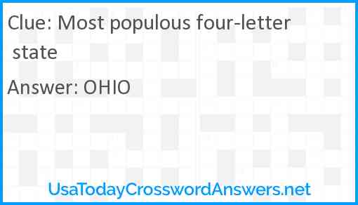 Most populous four-letter state Answer