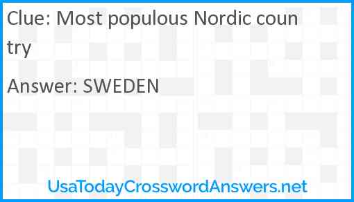 Most populous Nordic country Answer
