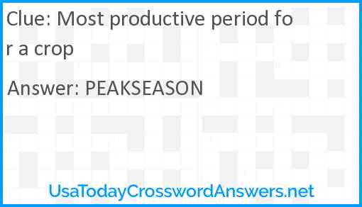 Most productive period for a crop Answer