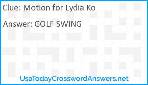 Motion for Lydia Ko Answer