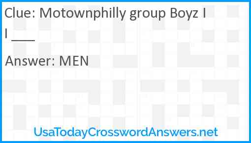 Motownphilly group Boyz II ___ Answer