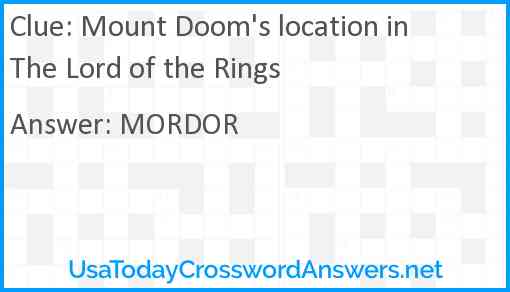 Mount Doom's location in The Lord of the Rings Answer