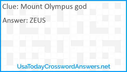 Mount Olympus god Answer