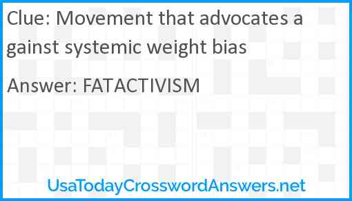 Movement that advocates against systemic weight bias Answer