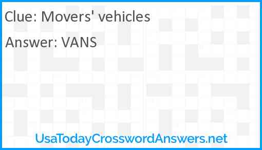 Movers' vehicles Answer