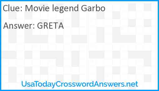 Movie legend Garbo Answer