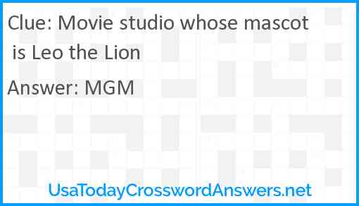 Movie studio whose mascot is Leo the Lion Answer