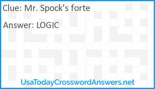 Mr. Spock's forte Answer