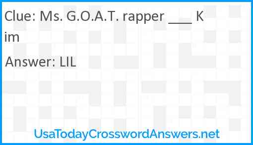 Ms. G.O.A.T. rapper ___ Kim Answer