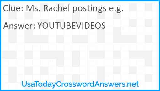 Ms. Rachel postings e.g. Answer