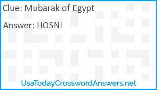 Mubarak of Egypt Answer