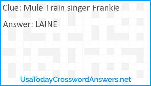 Mule Train singer Frankie Answer