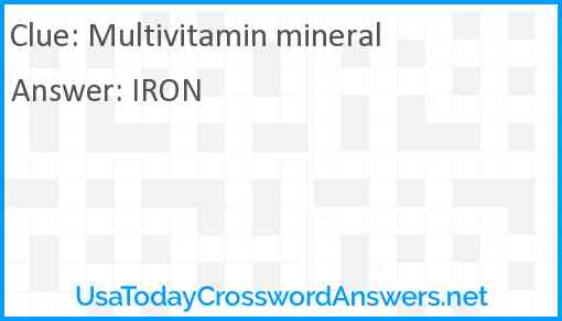 Multivitamin mineral Answer