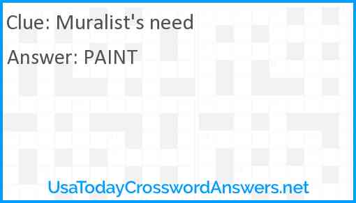 Muralist's need Answer
