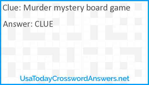 Murder mystery board game Answer